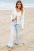 Ribbed Knit Bell Sleeve V-Neck Button Front Cardigan Sweater